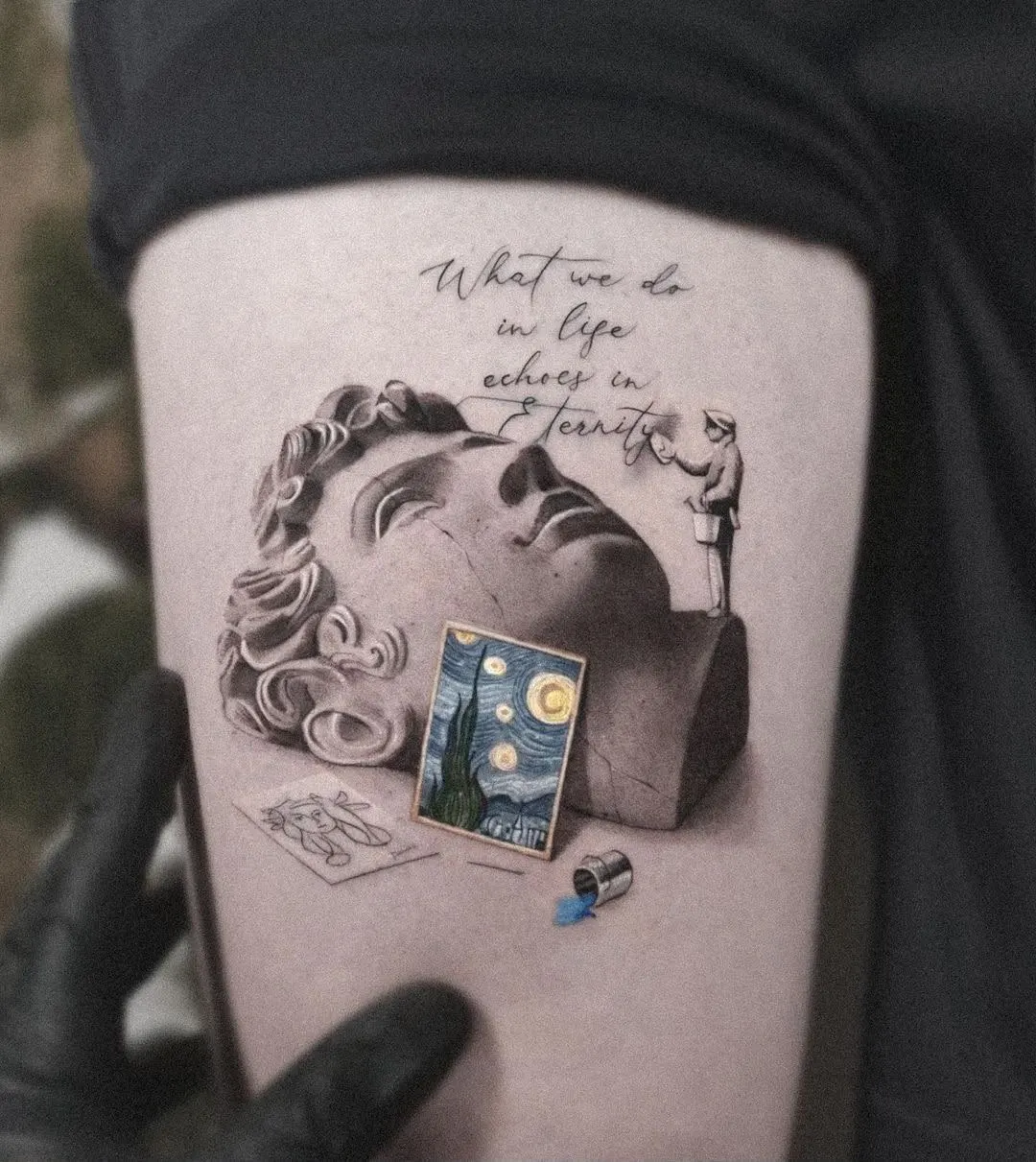 Mixed media tattoo by Alma Studio, Brighton