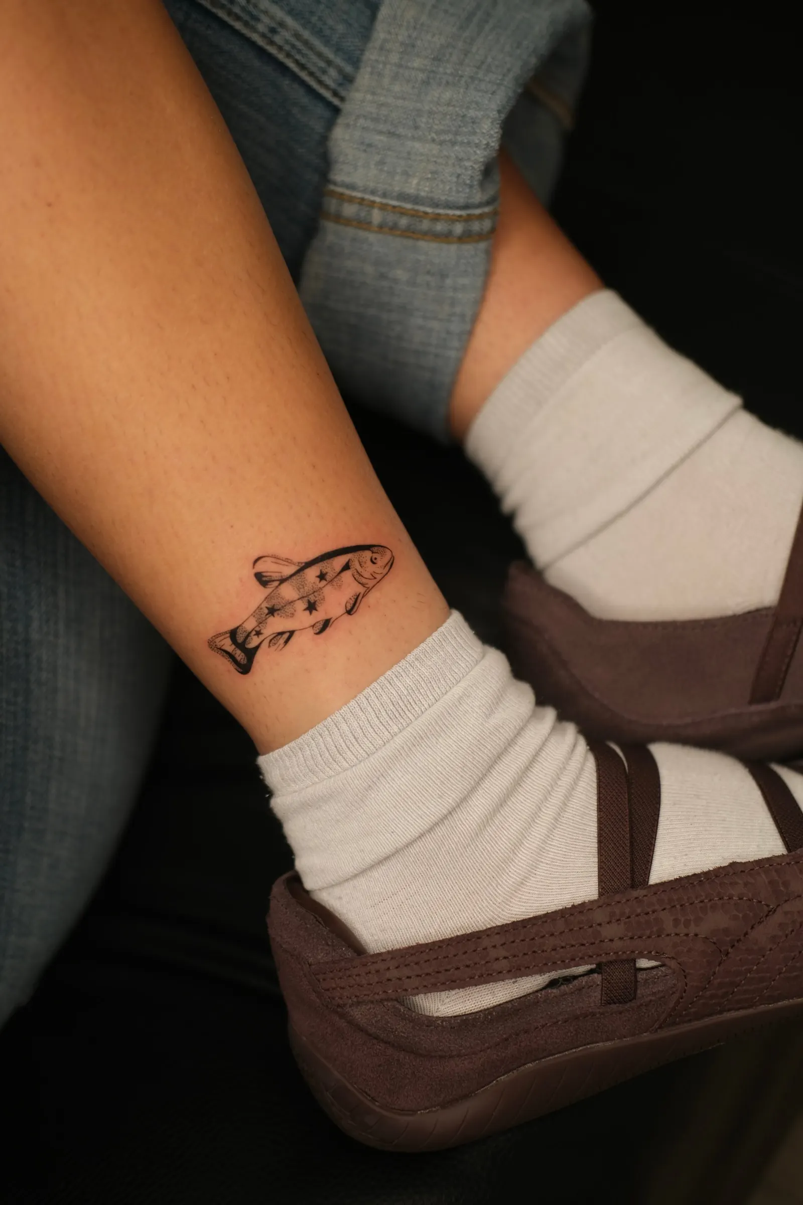 Fine line black & grey tattoo by Alma Studio, Brighton