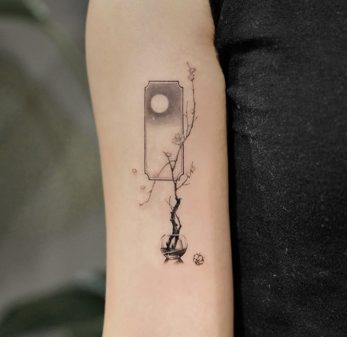 Fine line surrealism tattoo by Alma Studio, Brighton
